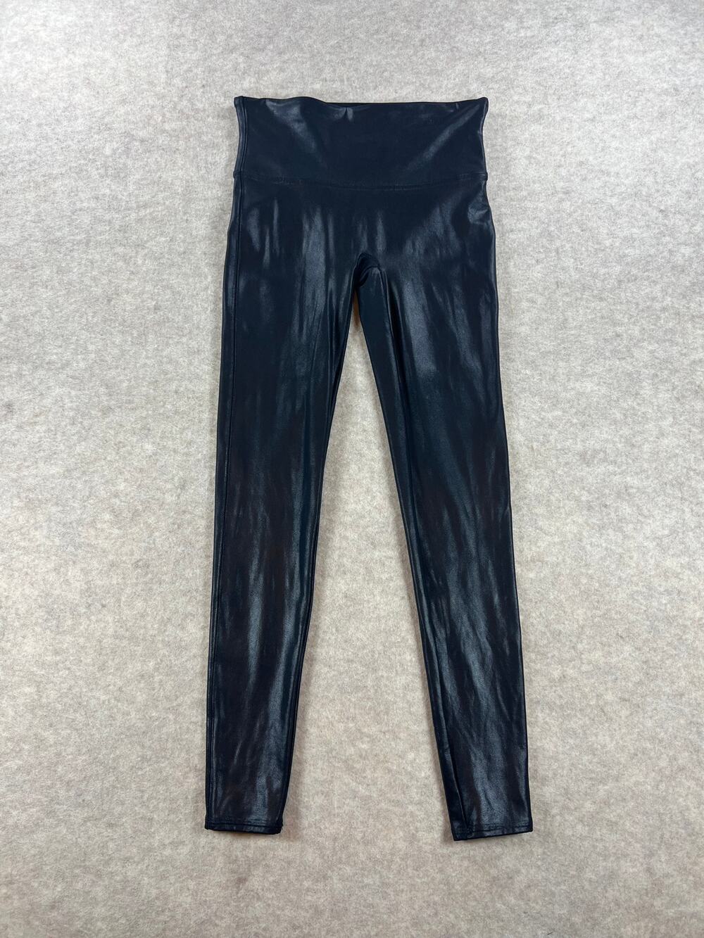 Spanx Women's Black Faux Leather High Rise Leggings 2437 Size Large